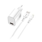 Chargeur qcharx artemisia 3a 18w 1 port usb + c�ble usb lightning blanc