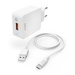 Chargeur rapide avec cble de charge usb - c, qualcomm, 19, 5 w, 1, 5 m, blanc