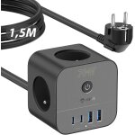 Chargeur rapide usb c 70w, prise multiprise cube 7 - en - 1 avec interrupteur, technologie gan iii, compatible ...
