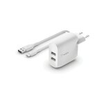 Chargeur secteur belkin 24w 2xusb - a + cable usb - c 1m blanc Chargeur secteur belkin 24w 2xusb - a + cable usb - c 1m blanc