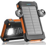Chargeur solaire 26800mah avec support  ventouse, batterie externe solaire 3 ports usb avec lampes de ...