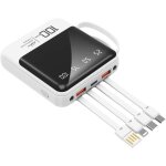 Chargeur de tlphone portable 10000mah avec cbles et lampe de poche intgrs, batterie externe, compatible ...