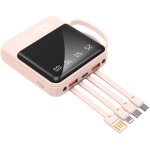 Chargeur de tlphone portable 10000mah avec cbles et lampe de poche intgrs, batterie externe, compatible ...