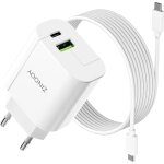 Chargeur usb c rapide, 20w prise usb c et 2m type c cable, adaptateur secteur usb pour iphone 15 / iphone ...