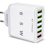 Chargeur usb multiple, 65w 6 ports usb chargeur rapide avec qc 3. 0 smart fast charger, universel adaptateur ...