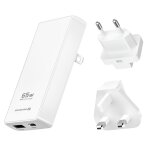 Chargeur de voyage macbook laptop gan 65w port usb - c et usb prises eu / uk / us swissten blanc