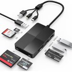 Cheng - 8 en 1 lecteur carte memory stick pro duo, sd / ms / tf / cf / xd card reader avec 3 connecteurs ...