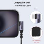 Cheng - short usb 4 fils  angle droit [50cm 2 pack], charge rapide 240w avec transfert de donnes haute ...