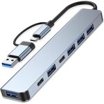 Civv - hub 7 en 1 usb c, prise usb c avec 5 usb 3. 0 + 2 type c, charge pd 100w, 5 ports usb 3. 0, usb ...