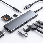 Civv - hub usb c adaptateur usb c 9en1 vers 4k hdmi, 3 usb3. 0, sd / tf, pd 60w, 3. 5mm jack, port usb ...