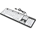 Clavier basse vision, clavier pour personnes ?g?es filaire usb avec touches blanches ? gros caract?res, ...