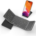 Clavier bluetooth pliable - azerty mini portable clavier sans fil avec pav� tactile, rechargeable, pleine ...