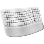 Clavier ergonomique sans fil azerty logitech wave keys pour mac bluetooth blanc