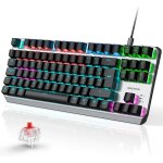 Clavier gamer m�canique filaire usb, 80% tkl clavier gaming mecanique r�tro�clair� avec switch rouge, ...