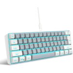 Clavier gaming 60% qwerty blanc et gris filaire rgb rtro - clair, clavier gaming mini ultra - compact ...