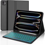 Clavier pour ipad pro 11  2024 (m4), azerty franais clavier rtro - clair bluetooth magntique dtachable ...