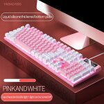 Clavier de jeu filaire k500 pour ordinateur portable et pc, touches mélangées, rose, blanc, 104 prédire ... Clavier de jeu filaire k500 pour ordinateur portable et pc, touches mélangées, rose, blanc, 104 prédire ...