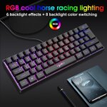 Clavier de jeu filaire rgb 2021, mini clavier, 61 touches, raccourci multiple, r�glable, pour ordinateur ...
