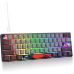 Clavier de jeu mcanique 60%, clavier filaire compact rtroclair led rvb 61 touches avec cble usb ...
