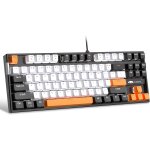 Clavier de jeu m�canique a 75 % avec interrupteur jaune, clavier r�tro�clair� led blanc, 87 touches, ...