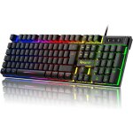 Clavier de jeu qwertz, rtroclairage rvb, clavier filaire usb avec pav numrique, frappe silencieuse ...