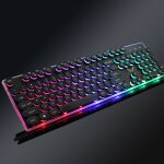 Clavier de jeu r�tro rond, 104 touches, r�tro, led touches, r�tro, usb, r�tro - �clair�, pour ordinateur ...