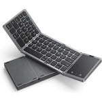 Clavier pliable azerty bluetooth avec pav� tactile, mini clavier sans fil pliable rechargeable, dual ...
