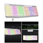 Clavier sans fil blanc rf 2. 4ghz leds rgb compatible mac windows azerty ipx4 etanche Clavier sans fil blanc rf 2. 4ghz leds rgb compatible mac windows azerty ipx4 etanche