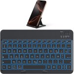 Clavier sans fil bluetooth avec support, mini clavier portable r�tro�clair� rechargeable silencieux, ...