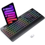 Clavier sans fil avec repose - poignet - gaming clavier ordinateur silencieux rétroéclairé, azerty usb ... Clavier sans fil avec repose - poignet - gaming clavier ordinateur silencieux rétroéclairé, azerty usb ...