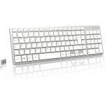 Clavier sans fil silencieux azerty franais rcepteur usb 2. 4ghz, 12 raccourcis multimdias, pav numrique, ...
