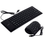 Clavier silicone �tanche noir usb qwerty pour pc ordinateur ps4 universel