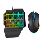 Clavier et souris d'ordinateur filaire, design ergonomique t1, une main, interface usb, accessoire portable ... Clavier et souris d'ordinateur filaire, design ergonomique t1, une main, interface usb, accessoire portable ...