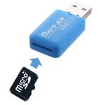 Cl� usb 2. 0 lecteur adaptateur micro carte sd - bleu