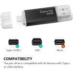 Cl� usb 64 go, 2 en 1 type c pen drive 64 gb portable clef usb 64go usb c 2. 0 stick 64gb pour huawei ...