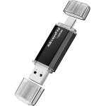 Cl� usb c 128 go type c 2. 0 cl� usb flash drive 2 en 1 avec capuchon cl� usb avec lumi�re led pour smartphone ...