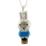 Promotion ! cl� usb collier 'lapinou' bleu argent� (8go)