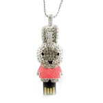 Promotion ! cl� usb collier 'lapinou' rose argent� (8go)