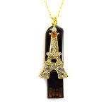 Promotion ! cl� usb collier 'tour eiffel' noir dor� (8go)