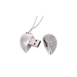 Cl usb en forme de diamant en forme de c?ur (argent 32 go), cl usb 3. 0 haute vitesse avance en forme ...