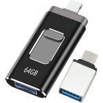 Cl usb pour iphone 64go, certifie mfi - cle usb lightnning 4 en 1 - compatible ios / android / pc - ...