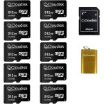 Clodisk 10 x micro sd cards 512mb (not gb) microsd adapter card reader for small data, files, advertising ...