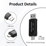 Cmjaagur - lecteur de carte sd et micro sd usb c et usb 3. 0 2 en 1 adaptateur carte mmoire noir 5gbps ...