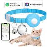 Collier chat gps smart airtag pour iphone apple find my, couleur: bleu