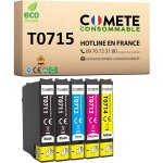 Comete, marque fran�a - t0715 - 5 cartouches d'encre compatibles avec t0715 gu�pard (t0711 + t0712 + ...