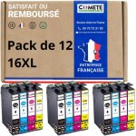 Comete, marque franaise - 16xl - 12 cartouches d'encre compatibles avec epson 16 xl t1631 stylo plume ...