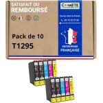 Comete, marque fran�aise - t1295 - 10 cartouches d'encre compatibles avec epson t1295 pomme (t1291 t1292 ...