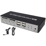 Commutateur kvm hdmi 4 ports, prise en charge max 4k 30hz, entr�e avec hub usb2. 0, commutateur kvm 4 ...