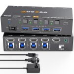Commutateur kvm hdmi 8k@60hz / 4k@120hz, commutateur kvm hdmi pour 4 ordinateurs partageant 1 moniteur ...