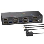 Commutateur kvm hdmi usb 3. 0 3 pc 2 moniteurs 4k @ 60hz 2k @ 144hz simulation edid, copie et affichage ...